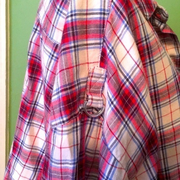 Zara oversized red and white checked crop top - Picture 5 of 10